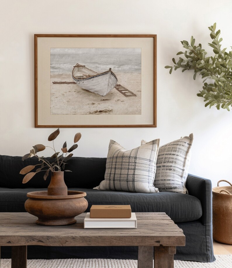Raft on the Coastal Painting Print, Raft Art Painting, Seascape Art ...
