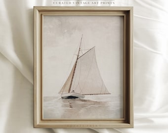 Sailboat in Sea Art Print, Sailboat Painting Print, Seascape Painting, Sailboat and Sea Painting Print, Sailboat Landscape Art Print #484