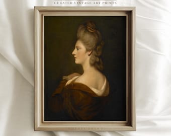 Vintage vrouw portret kunstafdruk, mensen kunstafdruk, vintage kunstafdruk, vrouw schilderij kunstafdruk, vintage schilderij kunst #833