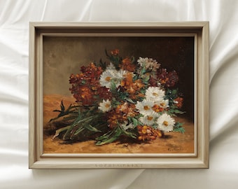 Ramo de flores, mezcla de flores, margaritas, decoración rústica, lámina enviada por correo, lámina de arte vintage, lámina de Sophia, lámina enviada n.° 54