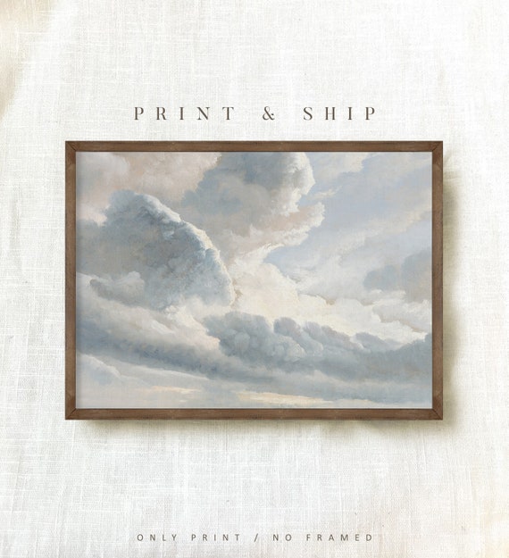 Cloud Painting Art PRINTED, Antique Wall Art, Nursery Prints, Transitional Home Decor, Cloud Study, Vintage Art Paper Prints #271