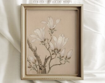 Witte bloemen muurkunst, bloemen kunst print, botanische witte bloemen schilderij, vintage botanische kunst print #432