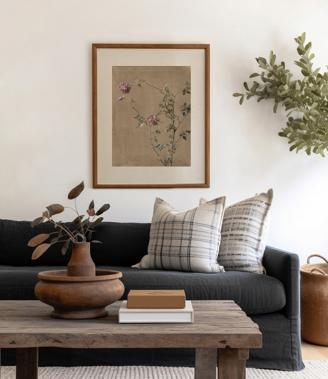 Vintage Botanical Brown, Moody Rose Wall Art, Antique Floral Print ...