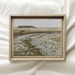 Spring Meadow Painting Prints, Vintage Landscape Print, Country Field Wall Art, Nature Painting Art #318