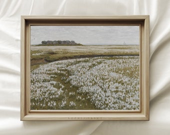 Spring Meadow Painting Prints, Vintage Landscape Print, Country Field Wall Art, Nature Painting Art #318