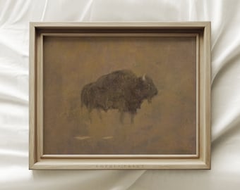 Vintage Bison Art Print, Antique Brown Tones, Animal Wall Art, Rustic Farmhouse Print, Living Room Wall Decor, Housewarming Gift #23
