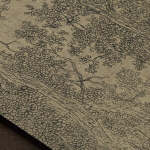 May include: A black and white illustration of a forest scene with trees and branches. The illustration is on a beige background.