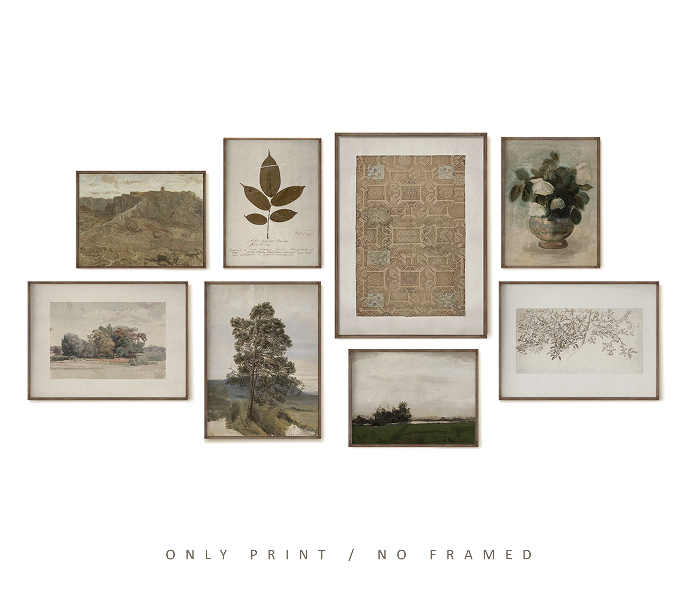 Gallery Wall Set of 8 Vintage Wall Print Set Neutral and - Etsy