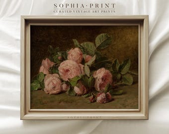 Vintage Pink Bouquet Art Print, Roses Painting Art Print, Vintage Flowers Art Print, Floral Painting Print #760