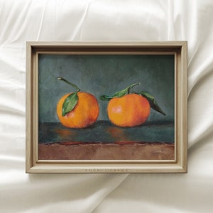 Two Rustic Mandarin Wall Art, Mandarins On Table, Fresh Mandarins With Leaf, Farmhouse Decor, Mailed Print, Sophia Print, Shipped Print #278