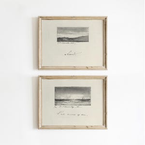 Sketch Set of Two, Seascape Drawing Art Print, Landscape Sketch Art, Drawing Set of 2, Nature Sketch Art Print #988