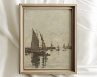 Żaglówka Malowanie Druk, Nadbrzeżna Żaglówka Ścienna Sztuka, Żeglarstwo, Fine Art Prints, Wysłany Pocztą Art Print #313