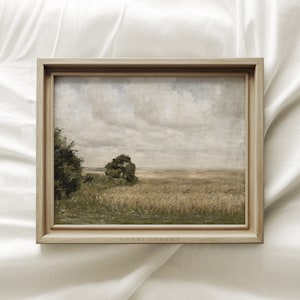 Landscape Print, Vintage Green Meadow Painting, Vintage Wall Art, Country Farmhouse Wall Decor, Scenery Art Print, Housewarming Gift #3
