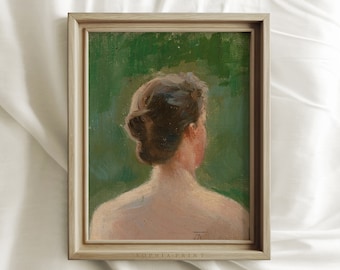 Woman Is Back, Green Front Girl, Blonde Woman, Farmhouse Painting, Vintage Wall Art, Mailed Art Print, Country Wall Art, Sophia Print #79