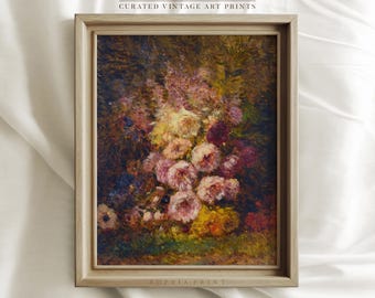 Stampa di un dipinto di rose di colori misti, dipinto di fiori, stampa artistica floreale, stampa artistica di un dipinto di rose vintage n. 756