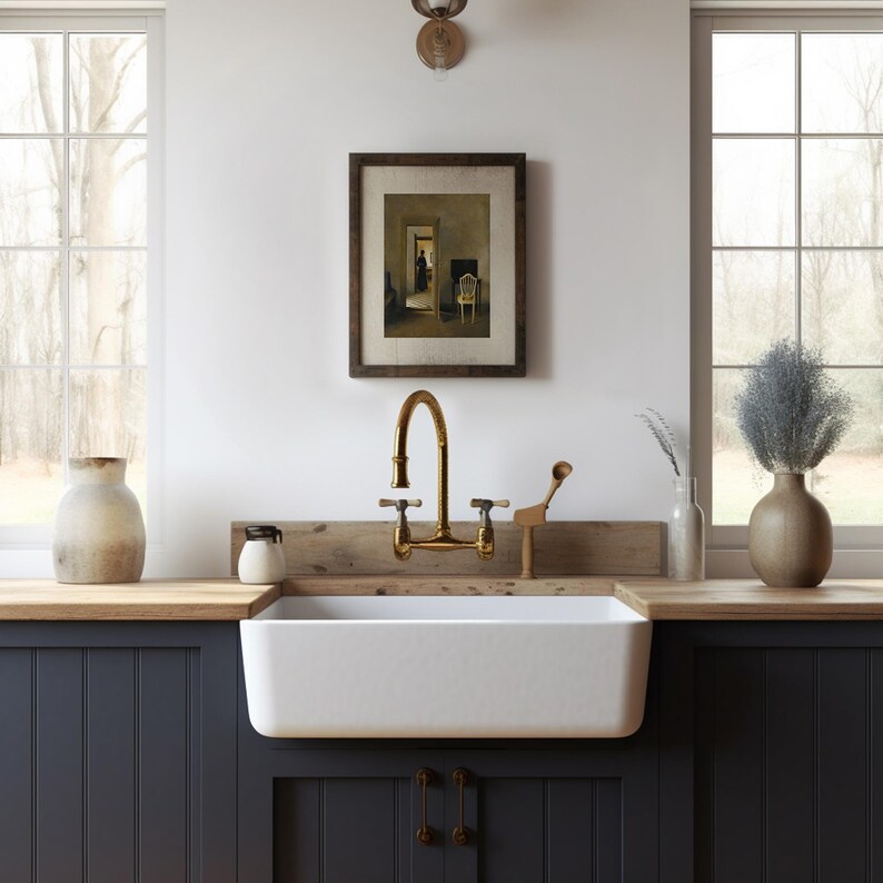 Woman and Home Art Print, Vintage Woman Art Print, Woman in Black Dress