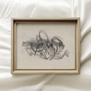 Sketch Art Print, Abstract Drawing Print, Charcoal Wall Art, Modern Room Decor, Neutral Wall Art, Contemporary, Minimal Scribble Line #336