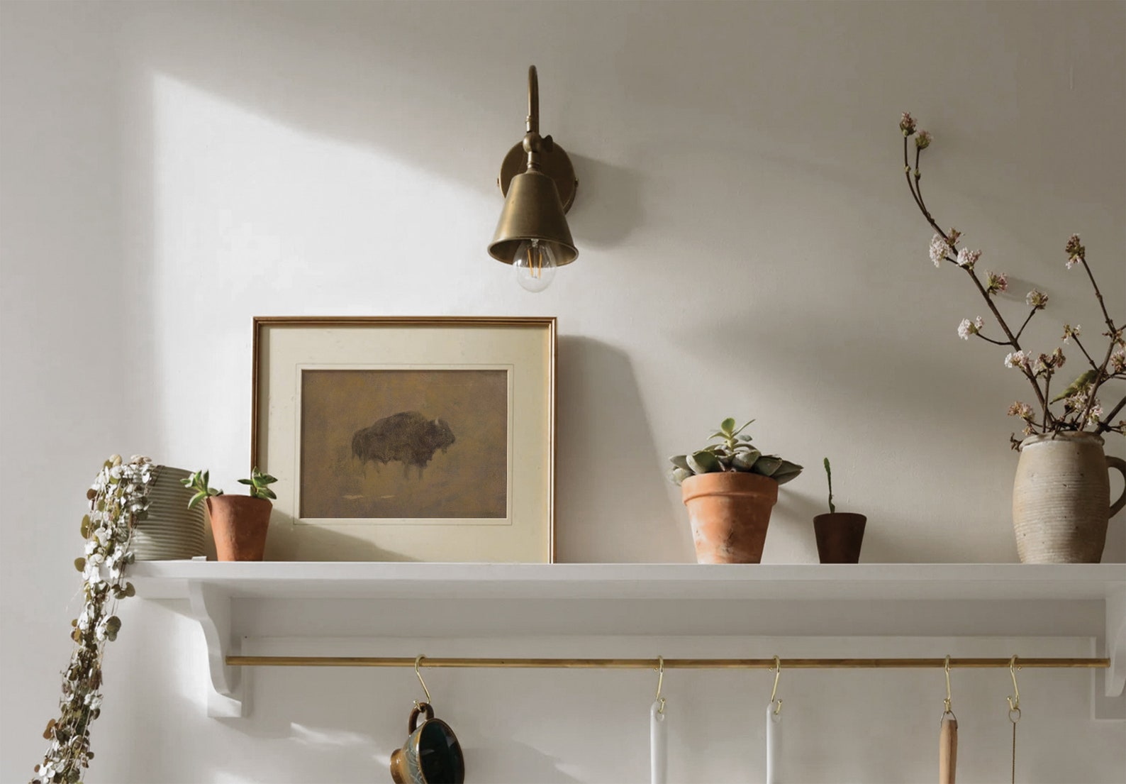 Vintage Bison Art Print, Antique Brown Tones, Animal Wall Art, Rustic ...