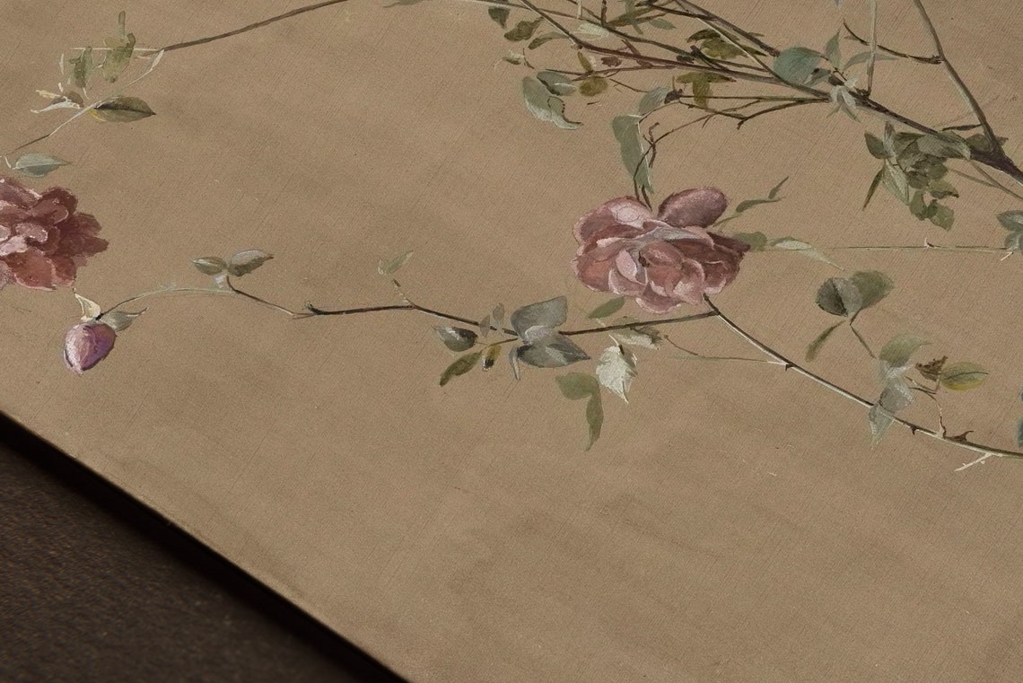 Vintage Botanical Brown, Moody Rose Wall Art, Antique Floral Print ...