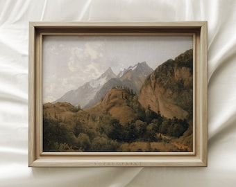 Neutral Landscape Painting Print, Mountain Vintage Wall Art, Neutral Art, Fine Art Prints #301