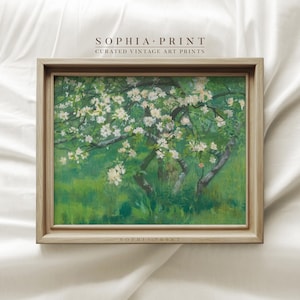 Blossom on Meadow Painting Art Print, Tree and Grassland Painting Print, Florals Art Print, Flowers Painting Art, Pature Art Print #738