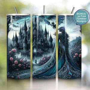 Fantasy Romance Tumbler Wrap 20 oz Skinny Tumbler Sublimation Design Bookish Dark Romance Digital Download PNG Digital, Dragon Tumbler Wrap