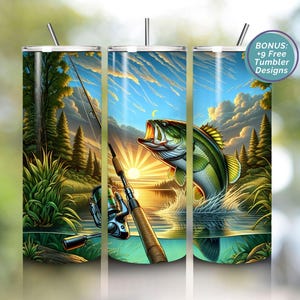Bass Fish 20 oz Skinny Tumbler Fisherman Sublimation Design Digital Download PNG Instant DIGITAL, Bass Fishing Tumbler, Bass Lover Tumbler