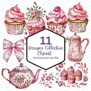 Afternoon Tea Clipart, Victorian Tea Party Clip art, Grandmillennial PNGs, Teacups Clipart, vintage Tea Party Png, Elegant Floral Tea Party