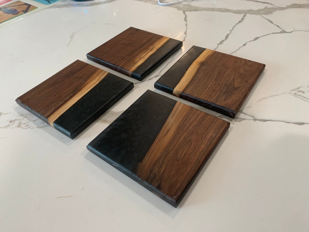 Wood and Epoxy Coasters set of 4 Etsy