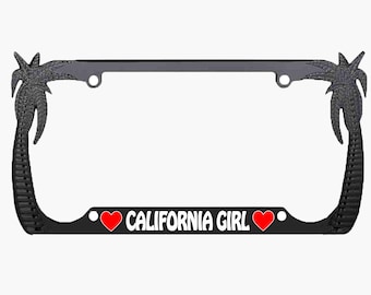 Palm Tree License Plate Frame - California Style Car Tag - Metal