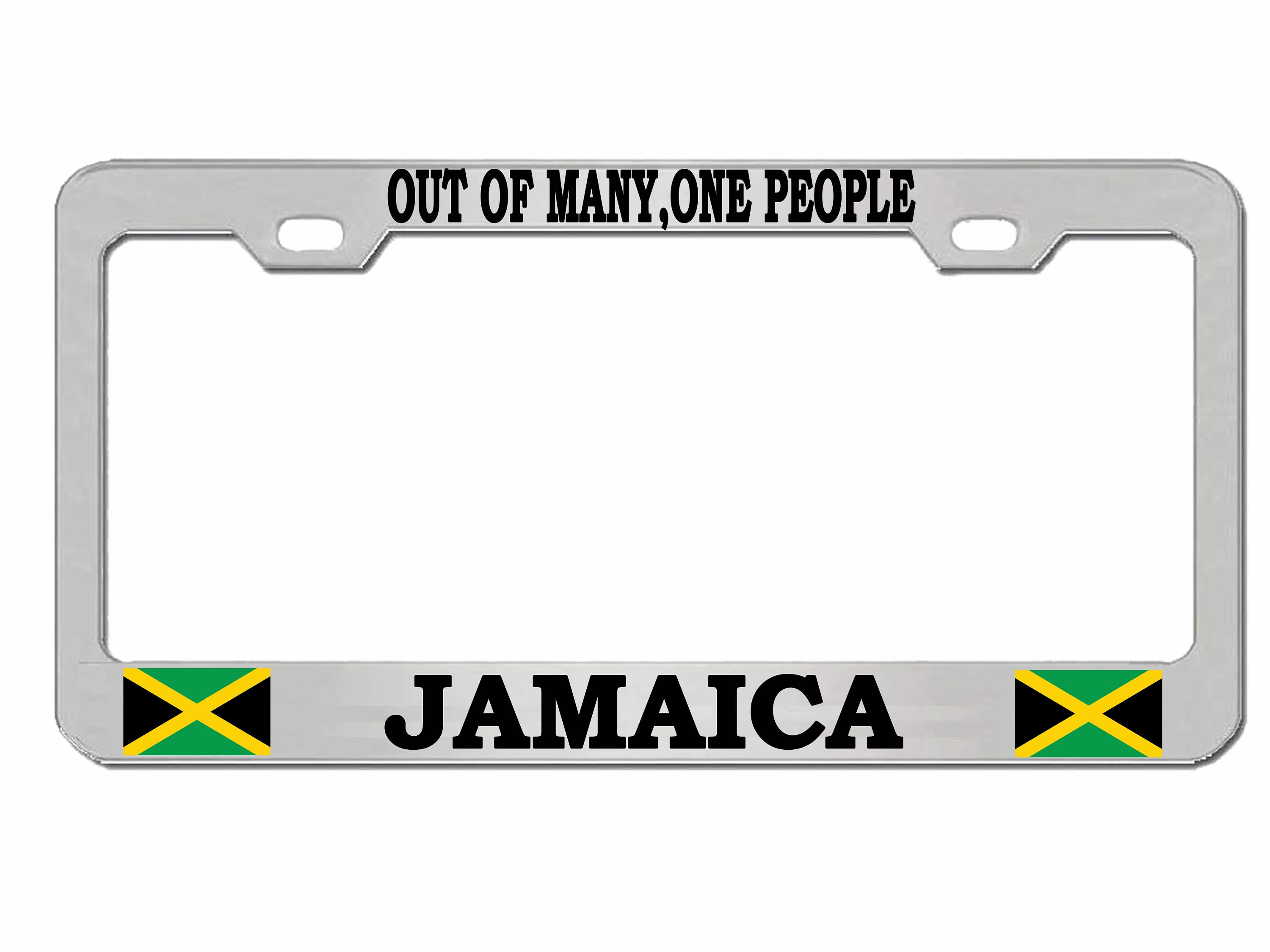 thumbnail image 2 of Proud Jamaican American License Plate Frame - Chrome Metal With Jamaican Flag 2 of 6