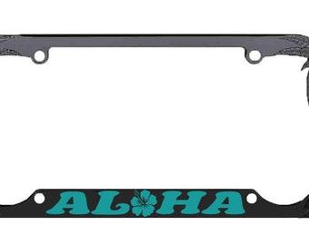Aloha Palm Tree Design Heavy Duty Metal Car License Plate Frame Auto Tag Holder