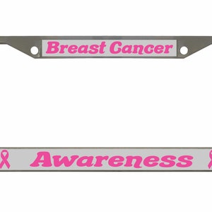 Breast Cancer Awareness Design Heavy Duty Metal Car License Plate Frame Auto Tag Holder Vanity Gift