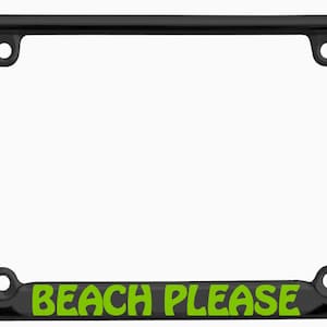 Beach Please Palm Tree Design Metal Auto License Plate Frame Car Tag Holder
