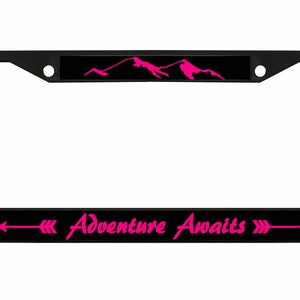 Adventure Awaits Design Metal Auto License Plate Frame Car Tag Holder