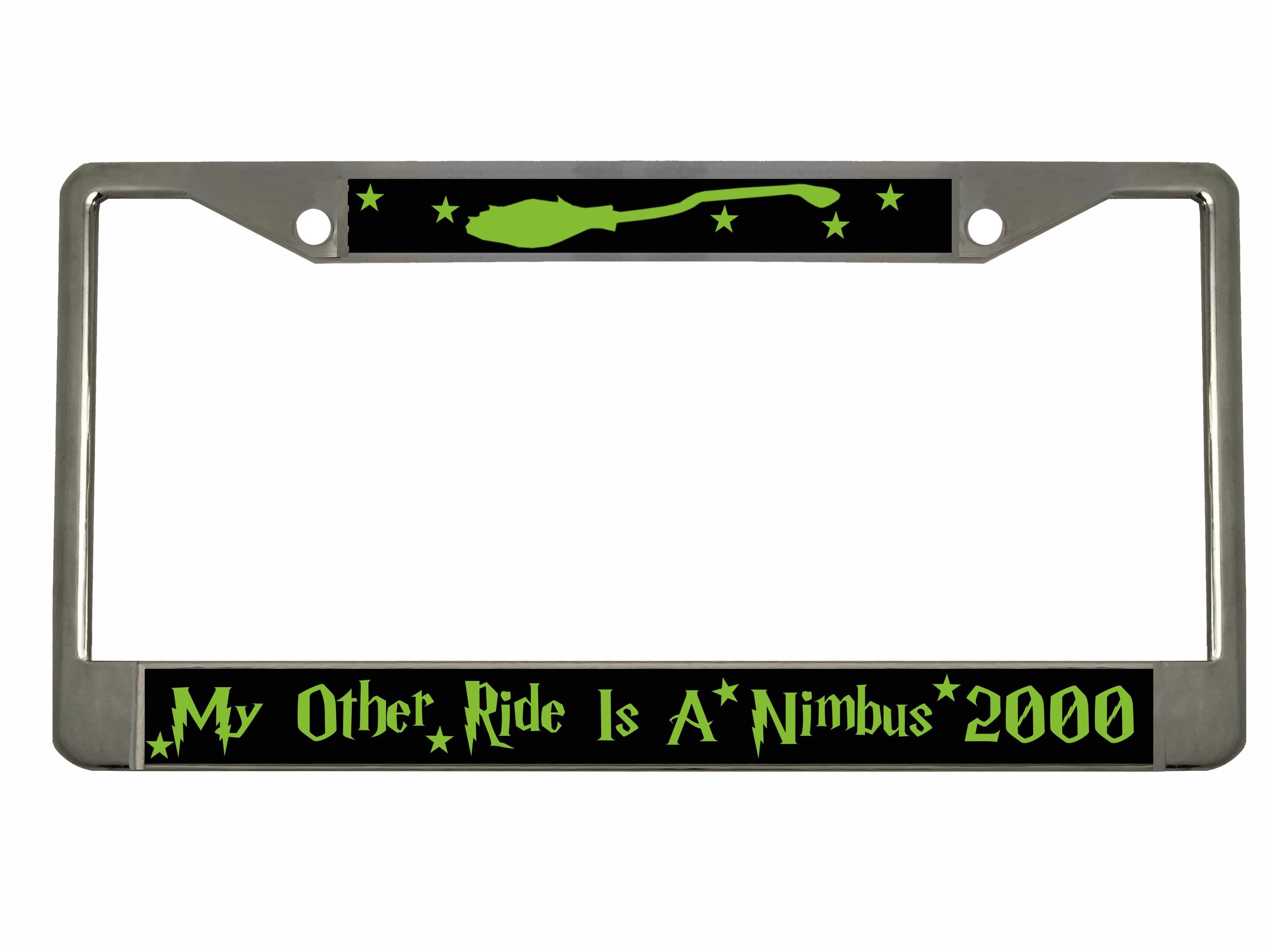 Nimbus 2000 Metal License Plate Frame: Personalized Car Tag Holder