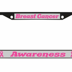 Breast Cancer Awareness Design Heavy Duty Metal Car License Plate Frame Auto Tag Holder Vanity Gift