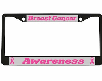 Breast Cancer Awareness Design Heavy Duty Metal Car License Plate Frame Auto Tag Holder Vanity Gift