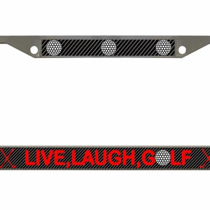 Live Laugh Golf Metal License Plate Frame: Car Tag Cover
