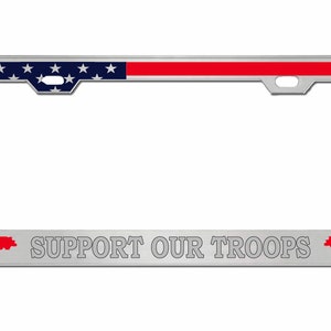 Support Our Troops License Plate Frame: American Flag Car Tag