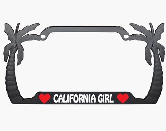 California Palm Tree License Plate Frame: Chrome-Plated Metal Car Tag