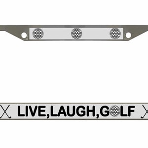 Live Laugh Golf Metal License Plate Frame: Car Tag Cover
