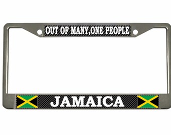 Jamaica Flag Map Print Aluminum License Plate Frames