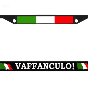 Vaffanculo!  Chrome Metal Auto License Plate Frame Car Tag Holder