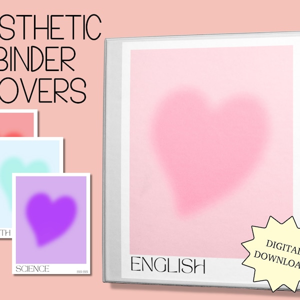 Aesthetic Binder Covers, Custom, Printable Binder Cover Page, Binder Cover Insert For School, Binder Cover Canva Template, 3-Ring Binder