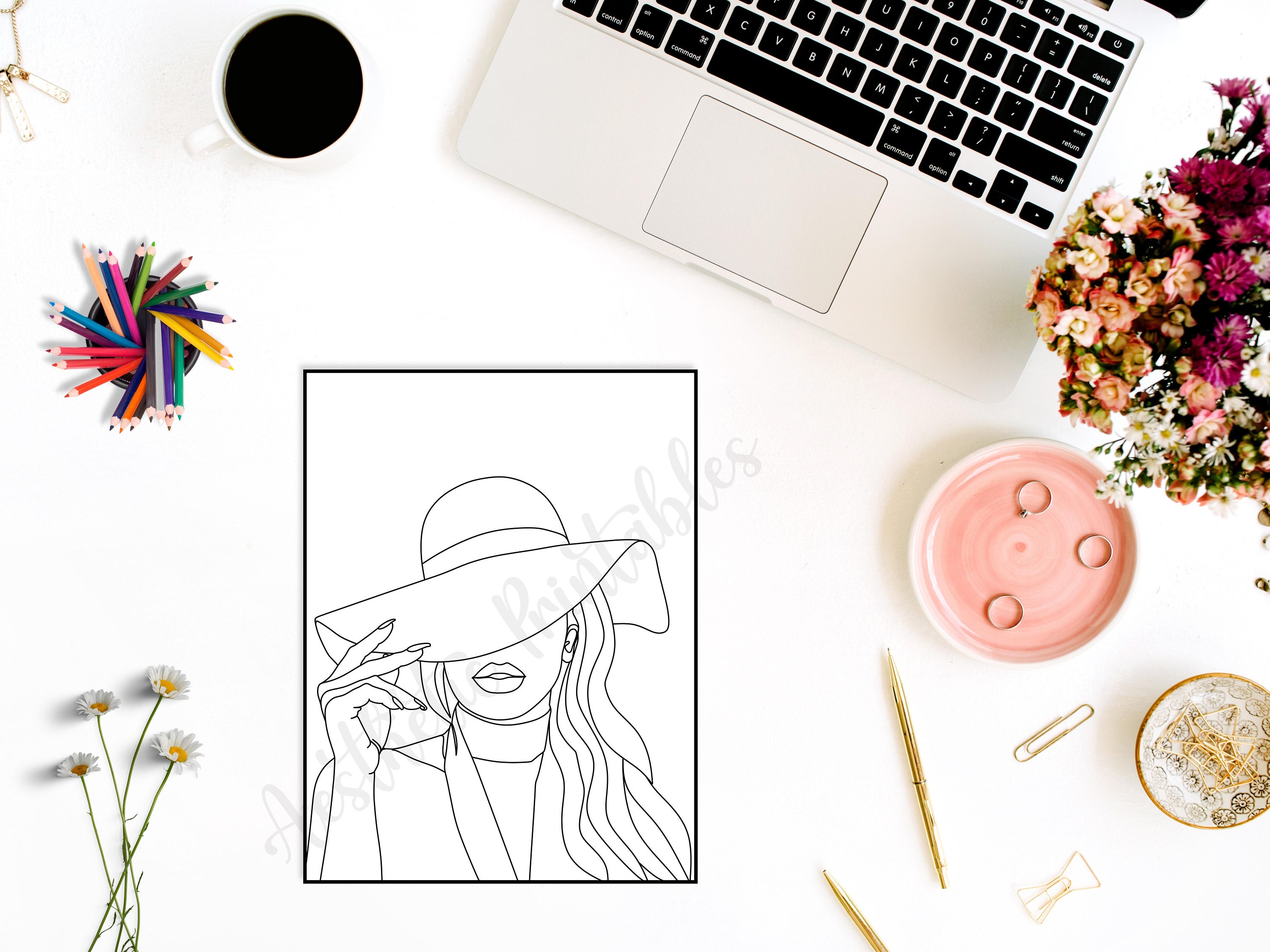 Aesthetic Coloring Book, PDF Coloring Book, Minimalist Coloring Book