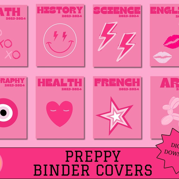 Binder Covers Preppy, Custom, Printable, Aesthetic Binder Covers, Binder Cover Insert For School, Personalized Binder Covers, 3-Ring Binder