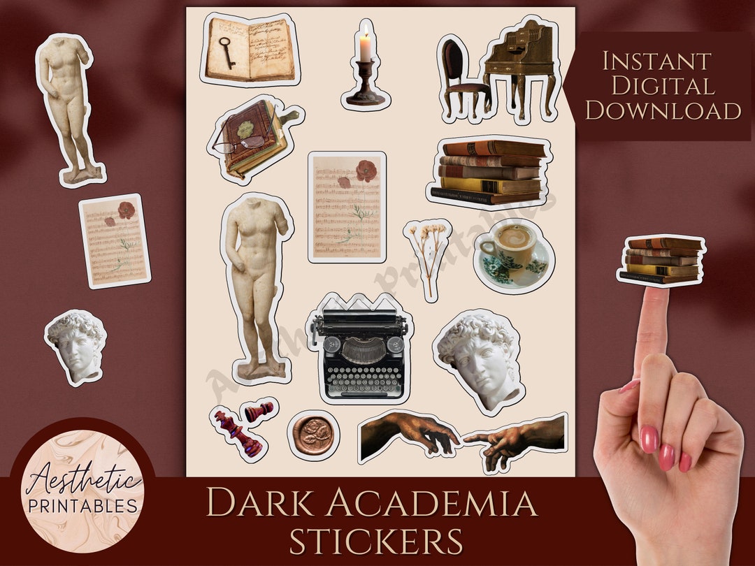 Dark Academia Stickers Printable Sticker Sheet Journaling - Etsy