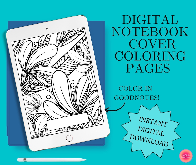 Goodnotes Cover Coloring Page Digital Notebook Covers Etsy