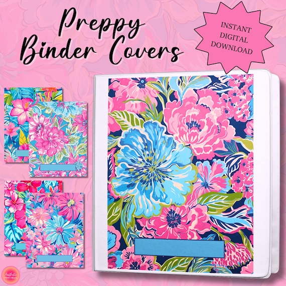 Preppy Binder Covers, Printable, Aesthetic Binder Covers, Binder Covers Floral, Binder Covers for Teachers,  Binder Covers Middle School